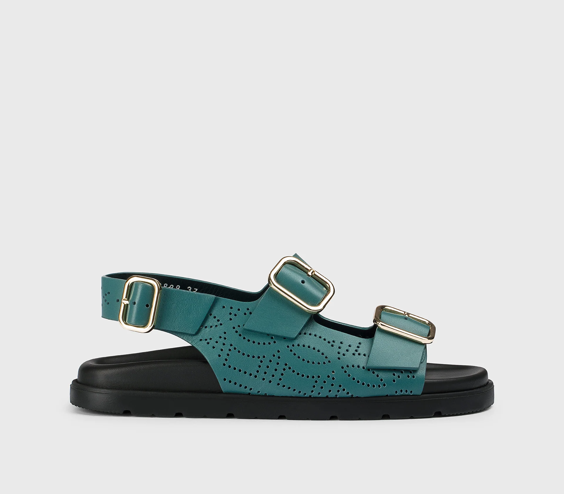 DD8889MATIUF073NB34 - Sandalo con fibbie in pelle traforata blu "horizon"